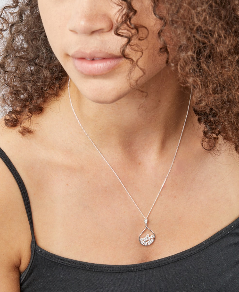 Beginnings Scattered Cubic Zirconia Teardrop Pendant