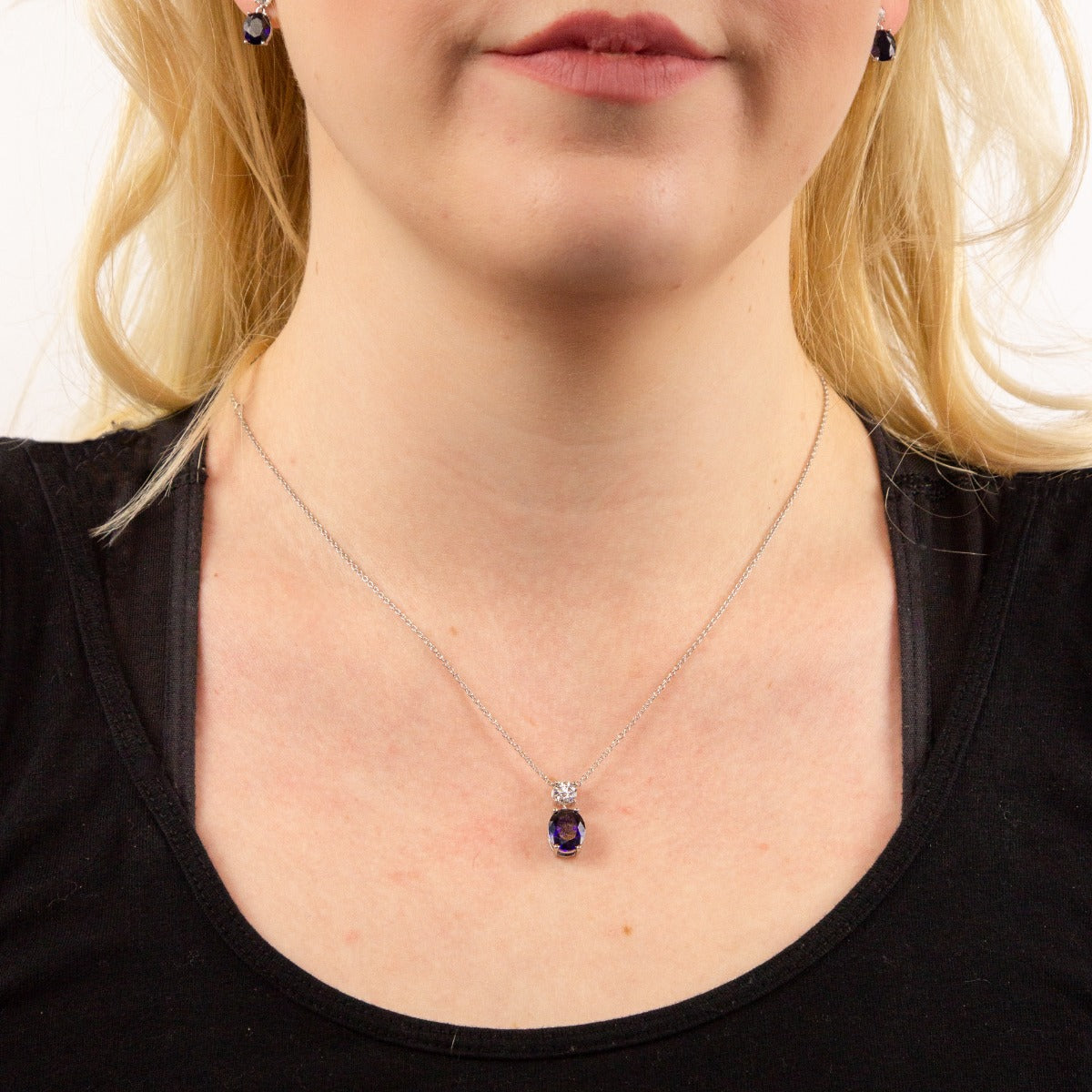 Diamonfire Oval Zirconia Drop Pendant
