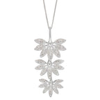 Beginnings Triple Horsetail Plant Fossil Drop Pendant with Pave Cubic Zirconia