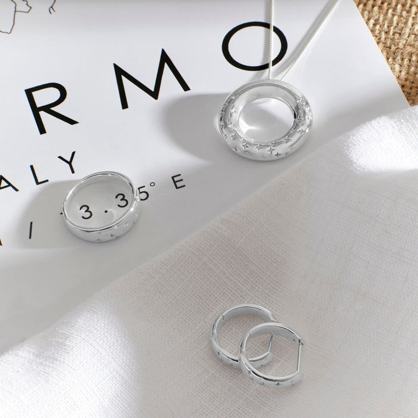 Beginnings Starry Night Hoop Earrings with Cubic Zirconia