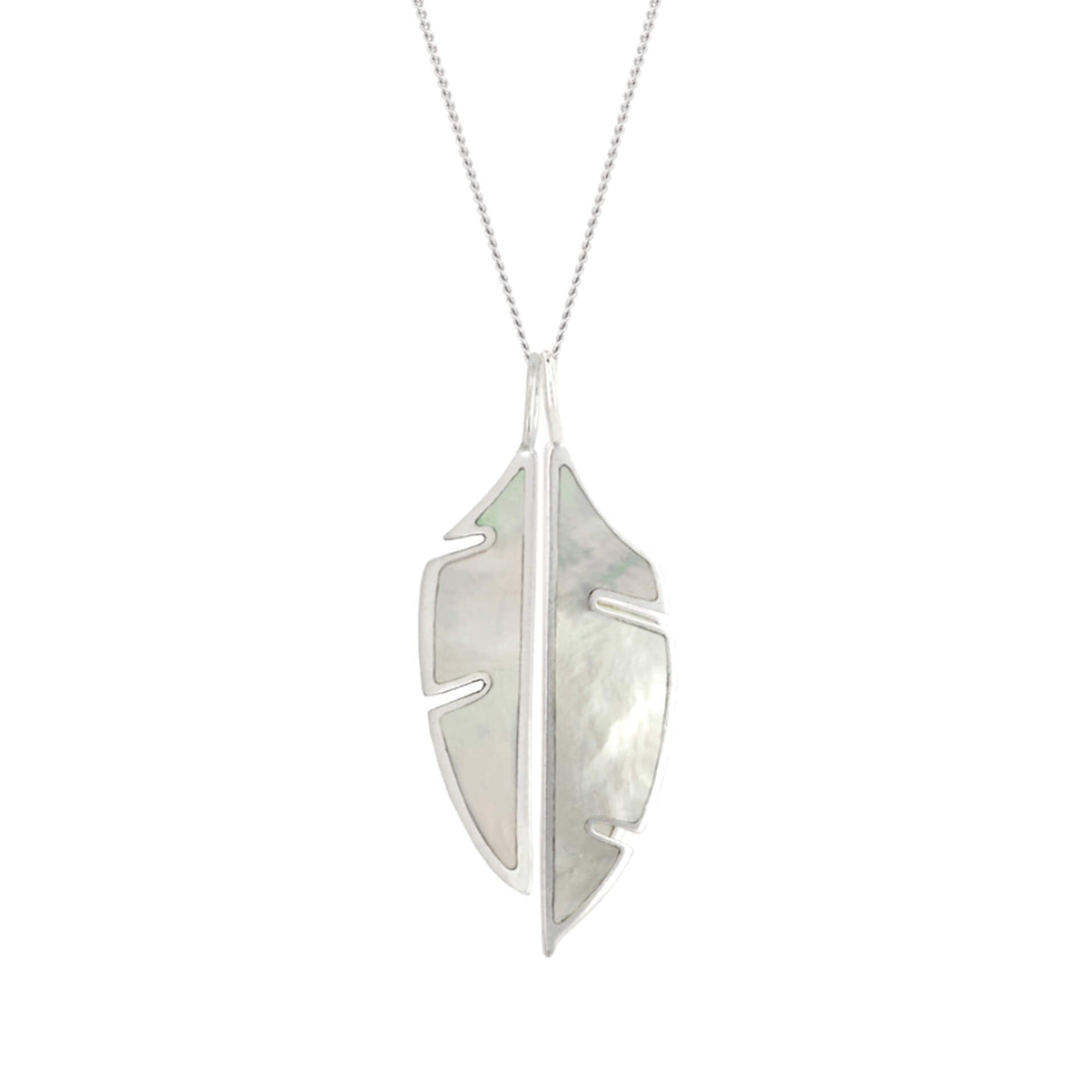 Pendentif double feuille fendue Beginnings avec nacre