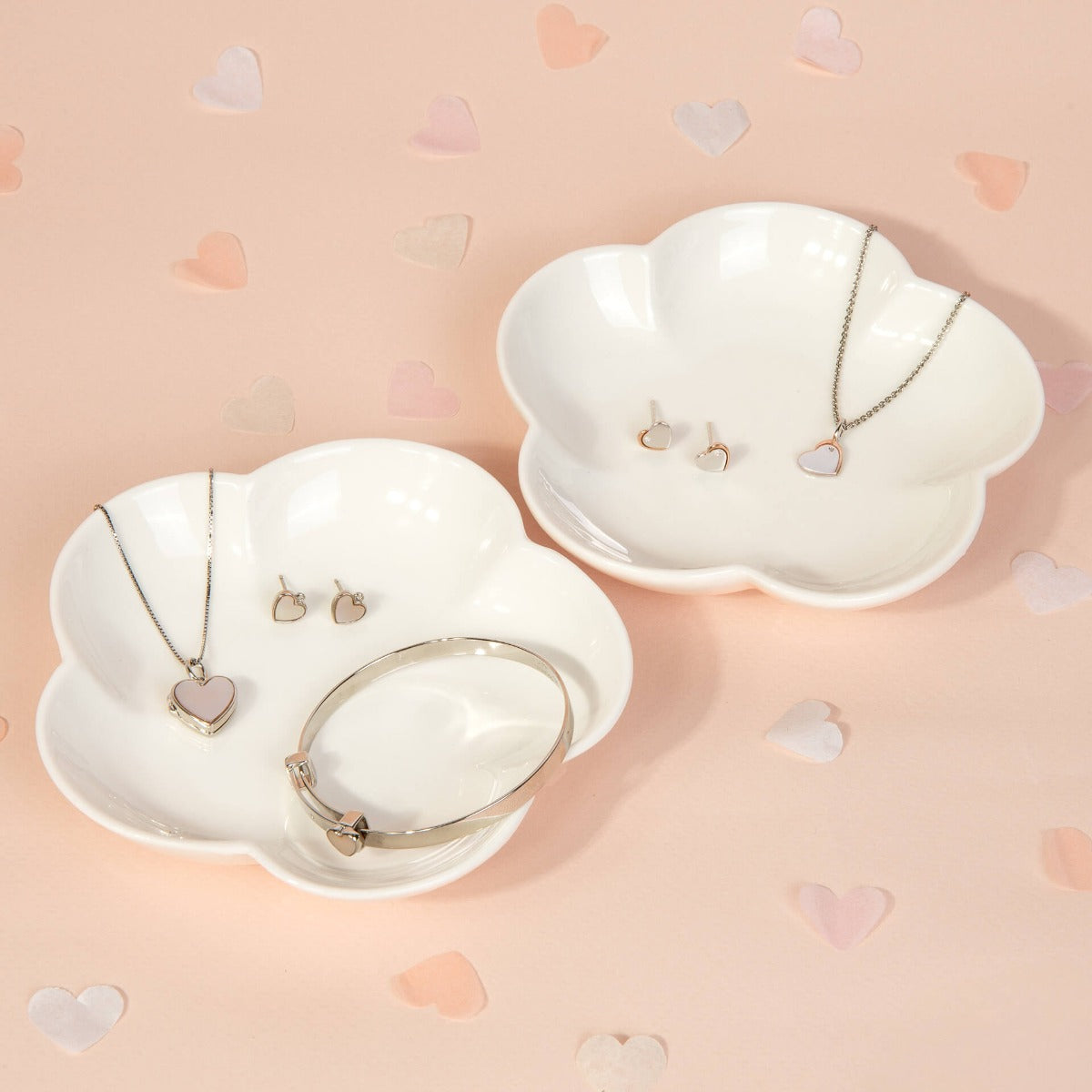 D For Diamond Mother of Pearl Heart Expandable Bangle with Diamond