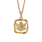 Beginnings Organic Square Pendant with Enclosed Leaf