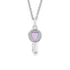 D For Diamond Key Heart Pendant with Diamond