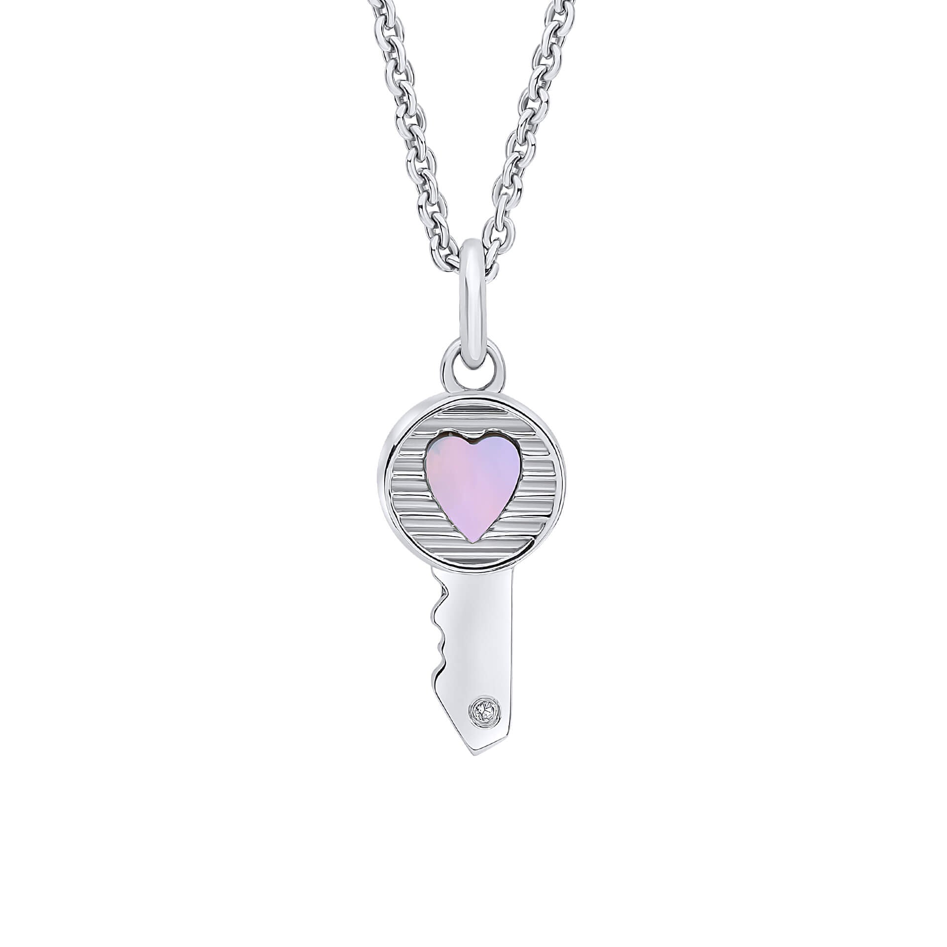 D For Diamond Key Heart Pendant with Diamond