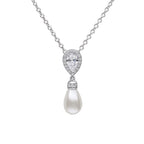 Diamonfire Teardrop Zirconia Pendant with Shell Pearl Drop