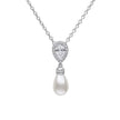 Diamonfire Teardrop Zirconia Pendant with Shell Pearl Drop