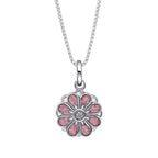 D For Diamond Pink Spinning Flower Pendant with Diamond
