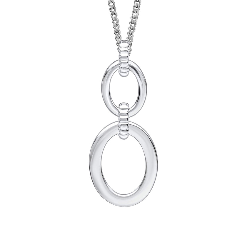 Beginnings Double Oval Drop Pendant with Textured Connection Link
