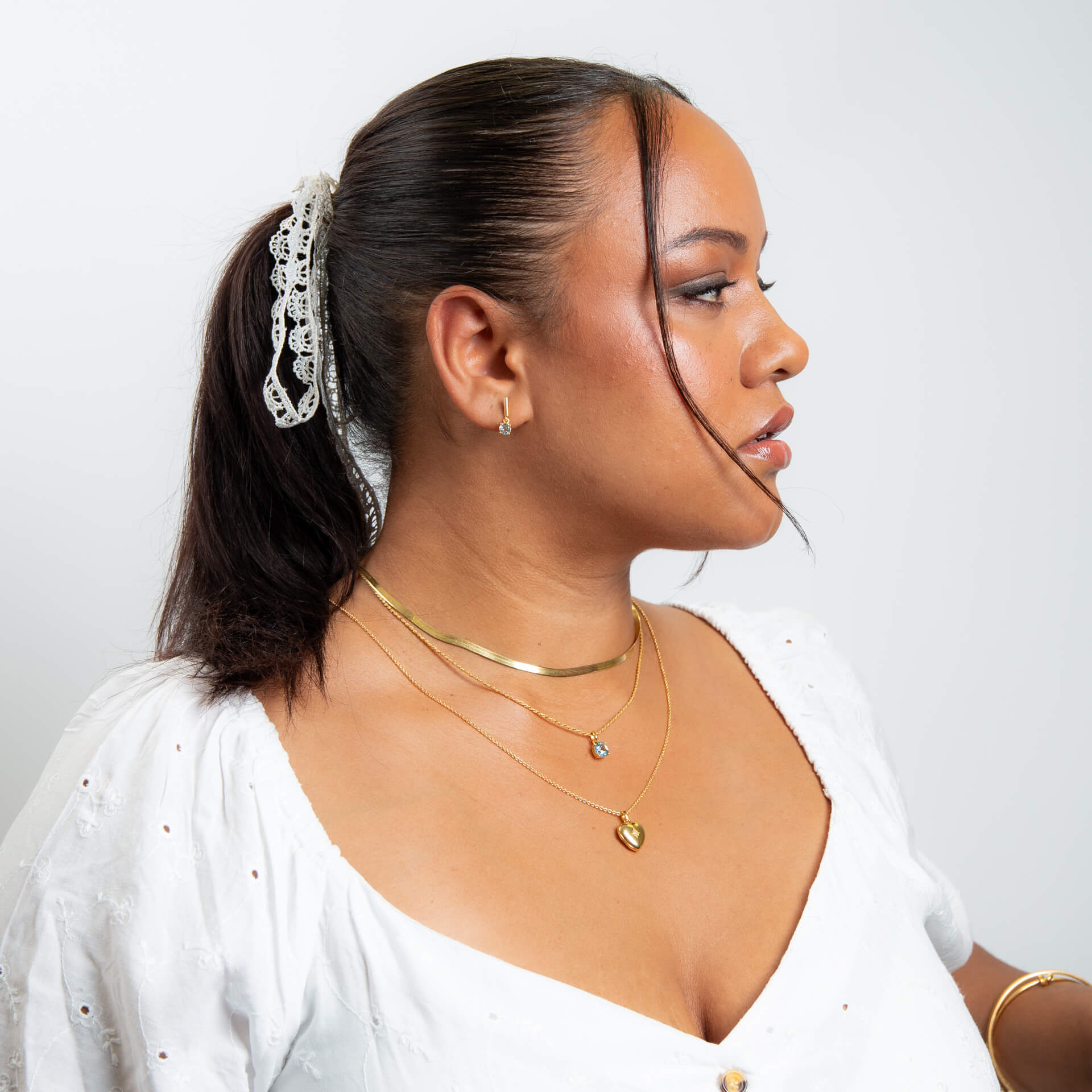 Beginnings Round Semi Precious Drop Stud Earrings