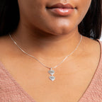 Beginnings Diamond Cut Double Heart Drop Pendant