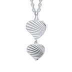 Beginnings Diamond Cut Double Heart Drop Pendant