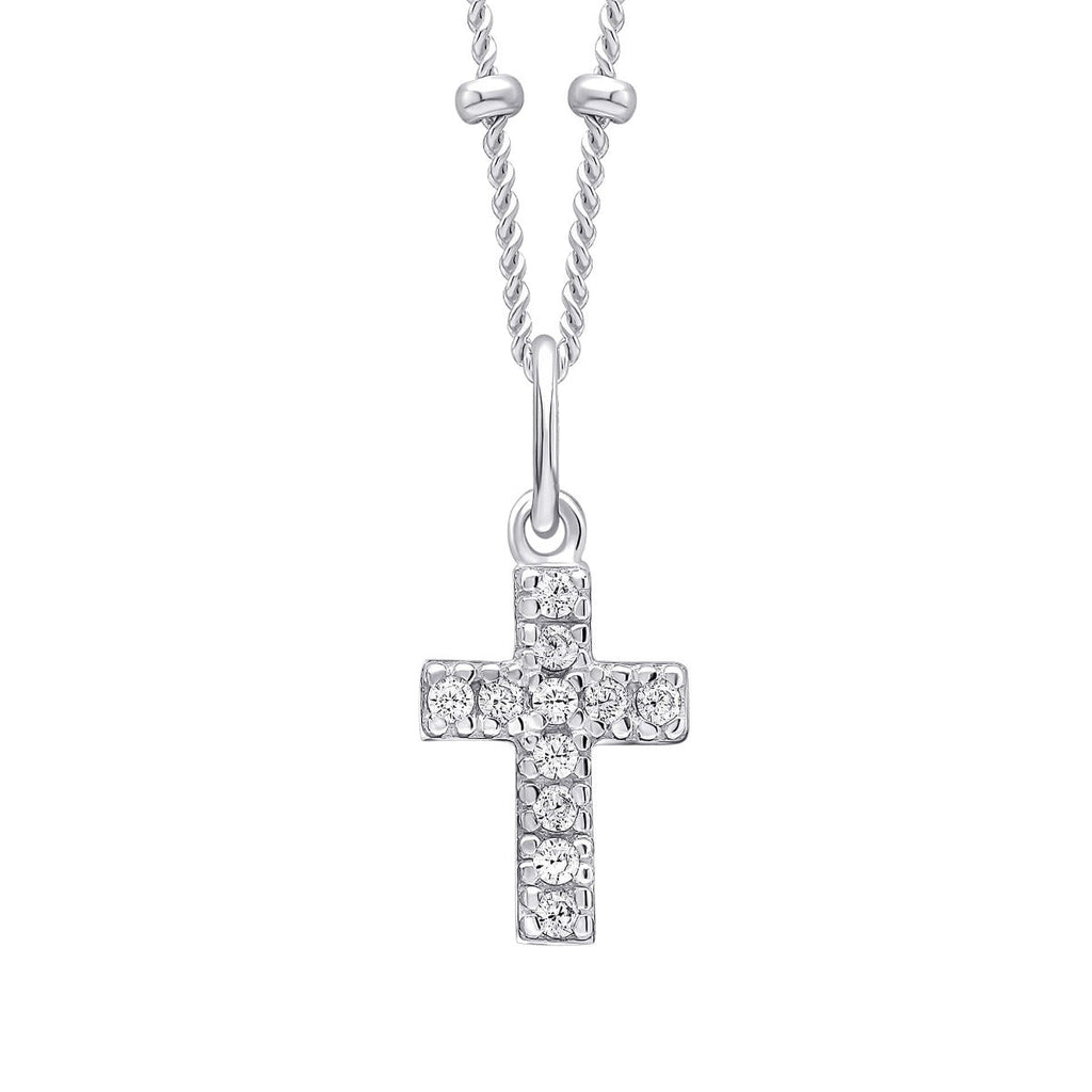 Beginnings Small Cross Pendant with Cubic Zirconia