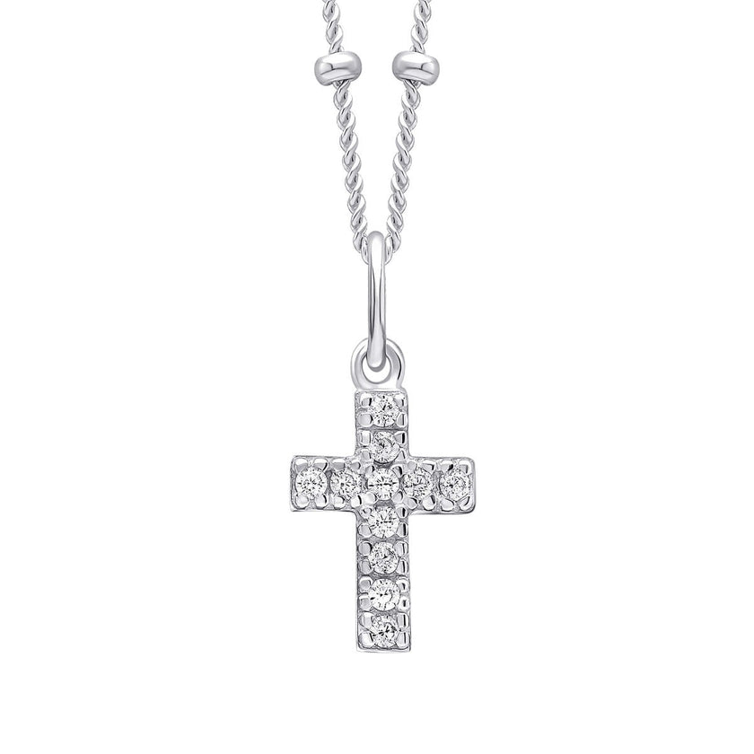 Beginnings Small Cross Pendant with Cubic Zirconia