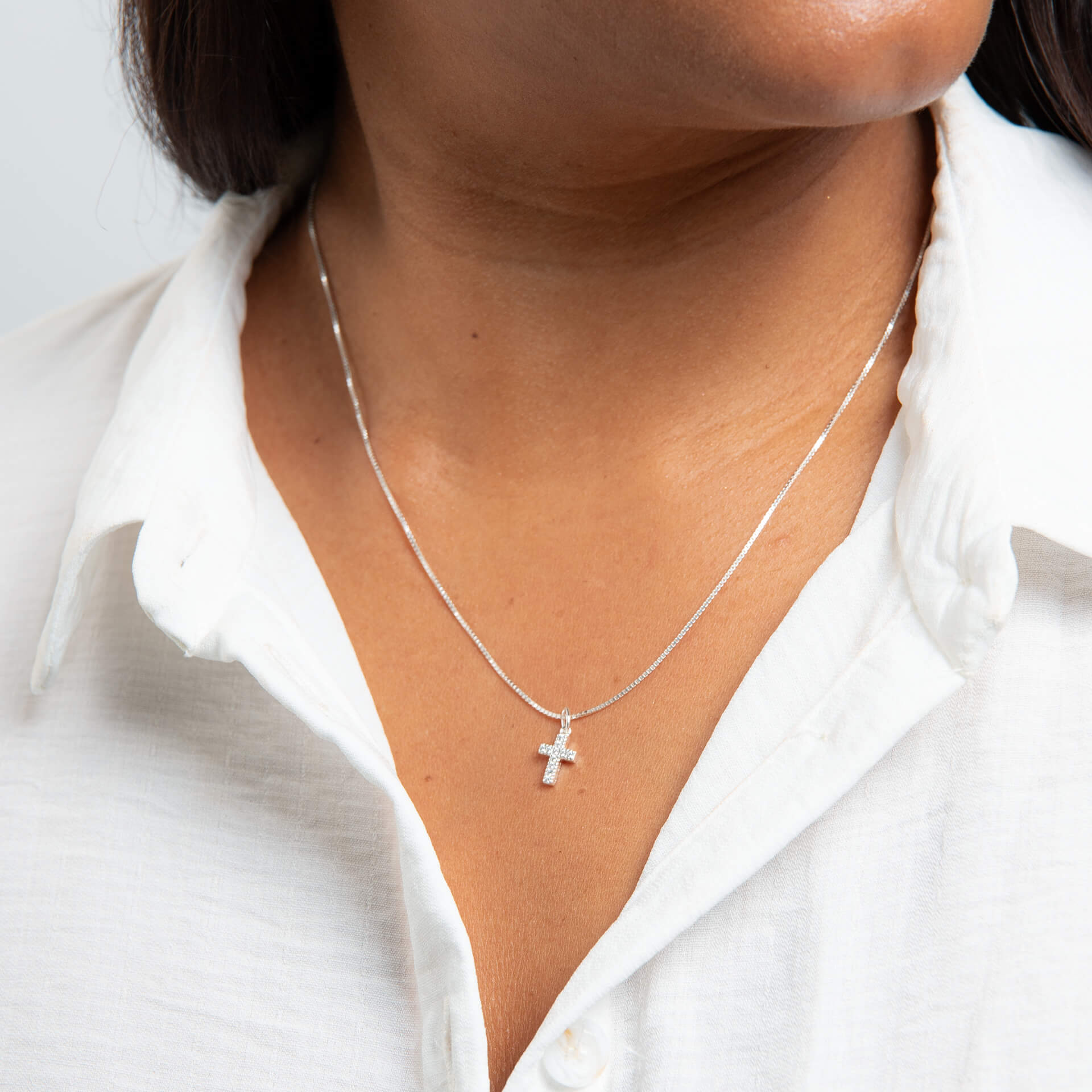 Beginnings Small Cross Pendant with Cubic Zirconia