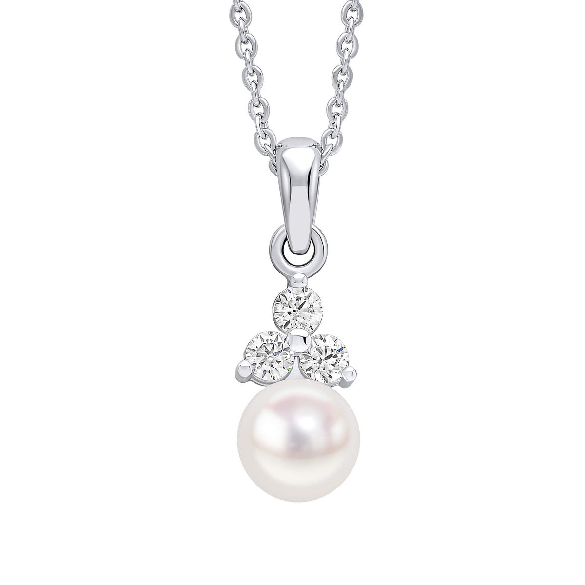 Beginnings Shell Pearl Drop Pendant with Cubic Zirconia