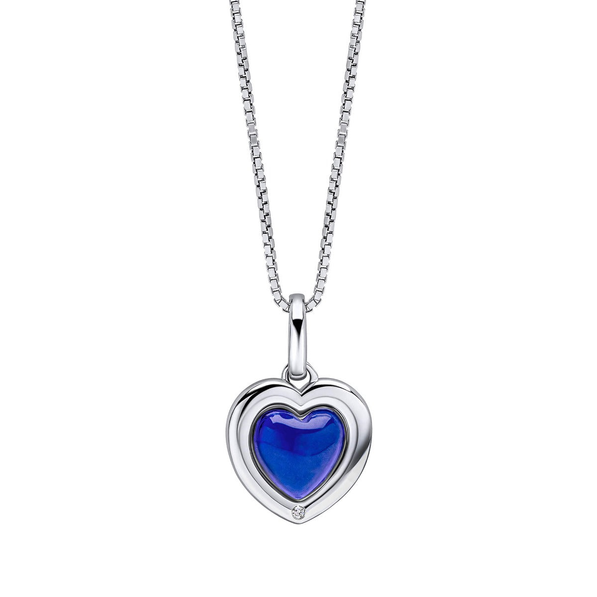 D For Diamond Heart Shape Mood Stone Pendant with Diamond