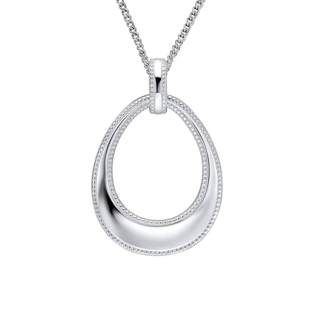 Beginnings Open Teardrop Pendant with Millegrain Edge