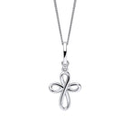 D For Diamond Organic Swirl Cross Pendant with Diamond