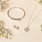 D For Diamond Mother of Pearl Heart Locket with Diamond