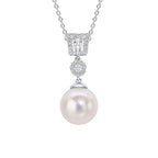 Diamonfire Zirconia and Shell Pearl Drop Pendant
