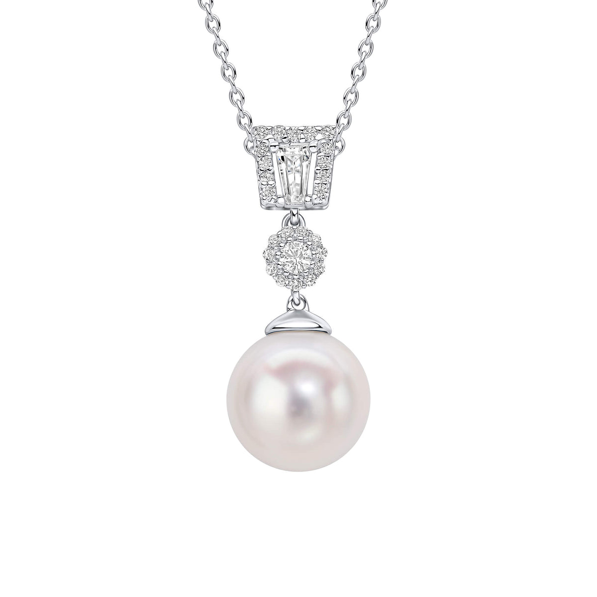 Diamonfire Zirconia and Shell Pearl Drop Pendant