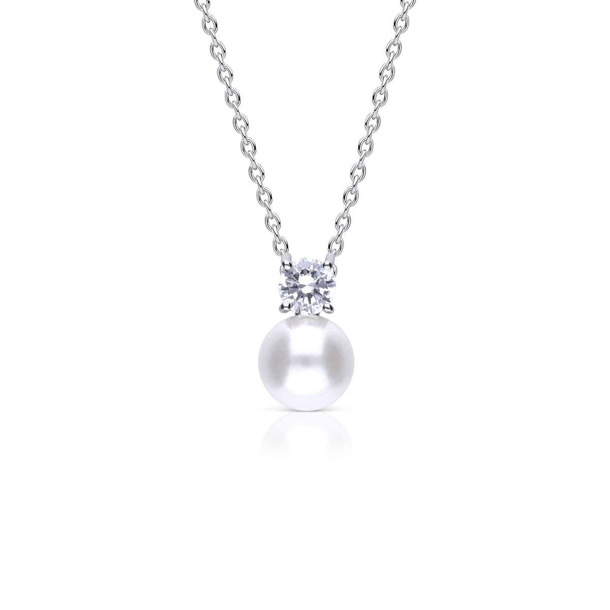 Diamonfire Claw Set Solitaire Zirconia and Shell Pearl Pendant