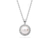 Diamonfire Shell Pearl and Zirconia Halo Pendant