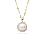 Diamonfire Shell Pearl and Zirconia Halo Pendant