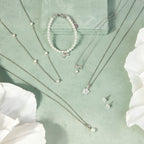 D For Diamond Pearl Station Necklace with Diamond