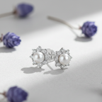 Sterling Silver Pearl & CZ Stud Earrings