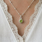 Silver Peridot August Birthstone Necklace