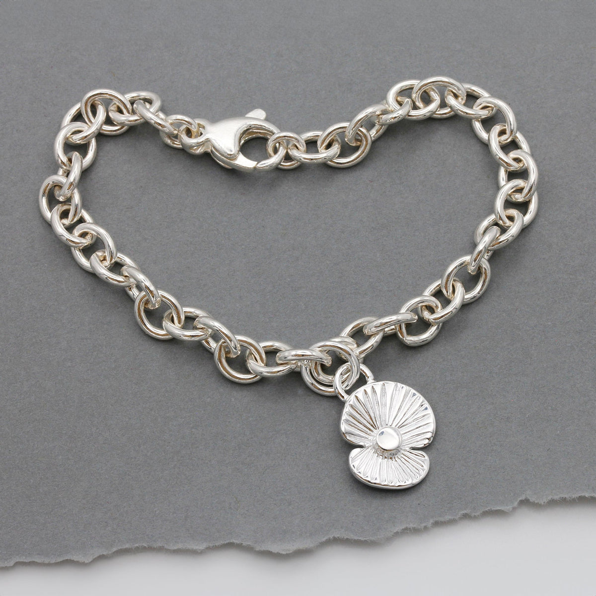 Poppy Flower Personalised Silver Charm