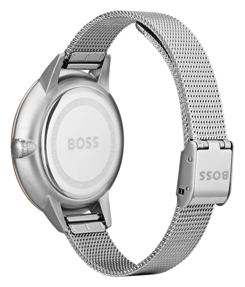 BOSS Black Symphony Day & Date Display Rose Gold Case Mesh Strap 1502423