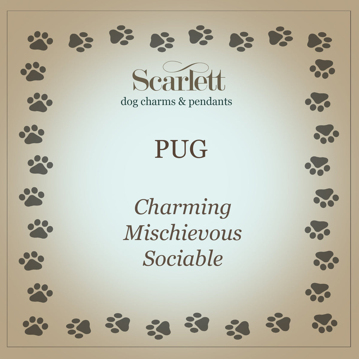 Pug Silver Dog Charm