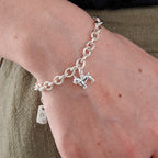 Pug Silver Dog Charm Bracelet