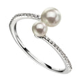 Beginnings Double Pearl Ring with Pave CZ