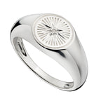 Beginnings Diamond Cut Signet Ring with CZ