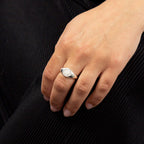 Beginnings Diamond Cut Signet Ring with CZ