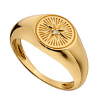 Beginnings Diamond Cut Signet Ring with CZ