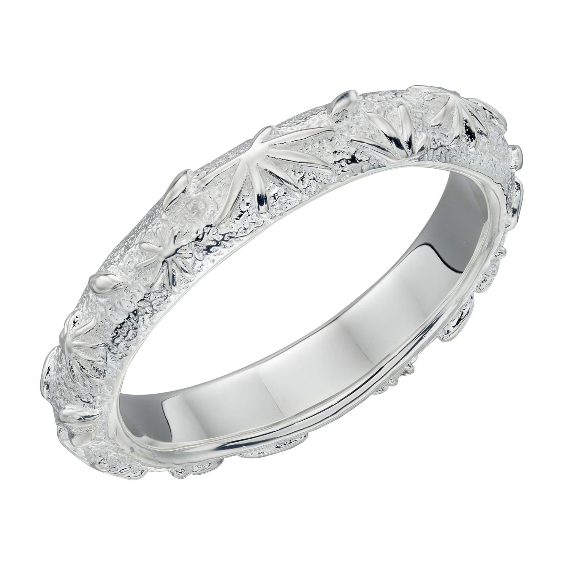 Beginnings Fossil Flower Texture Ring