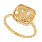 Beginnings Organic Square Ring with Enclosed Leaf