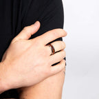 Fred Bennett Tungsten Ring with Brown Wood Inlay