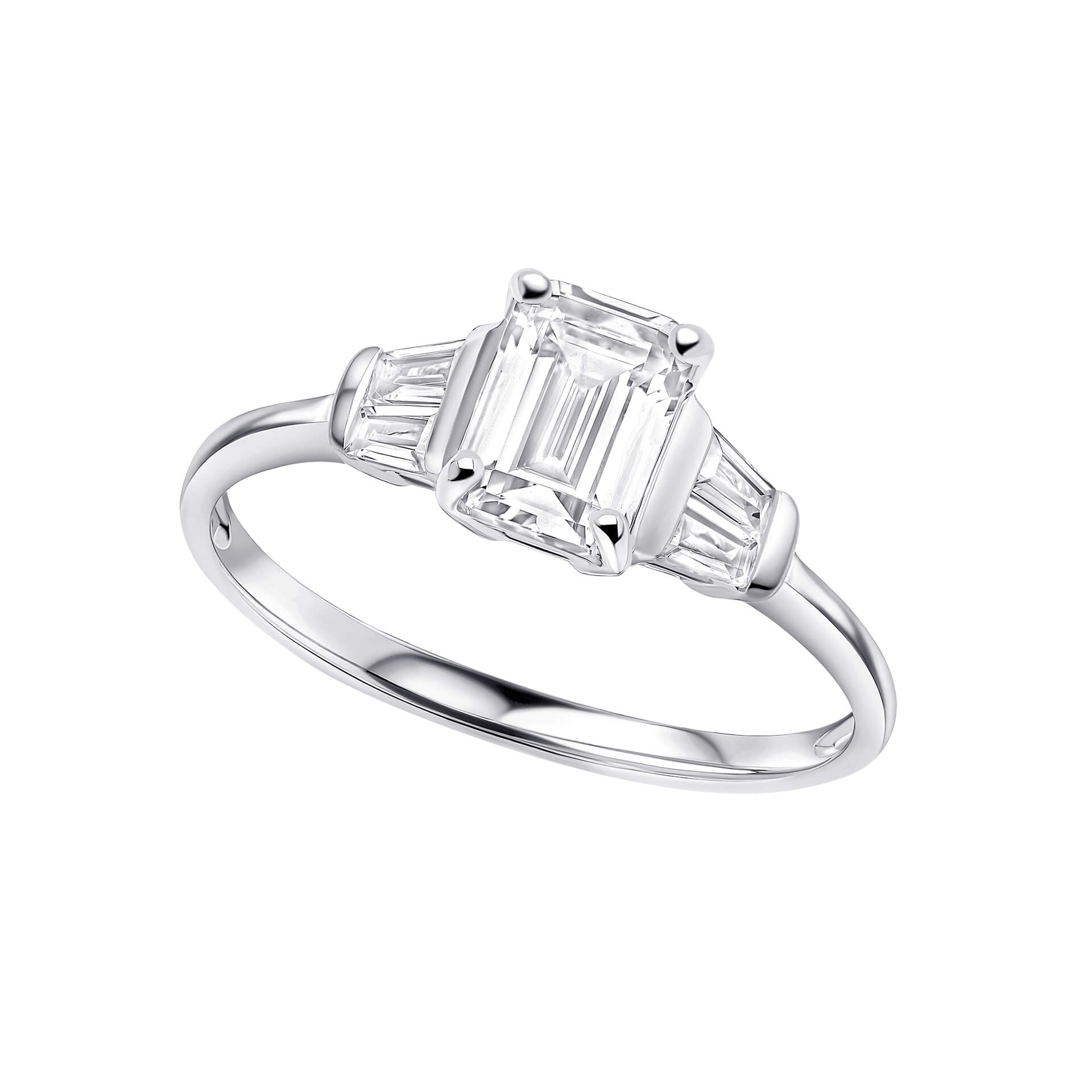 Beginnings Emerald and Baguette Cut Trilogy Ring