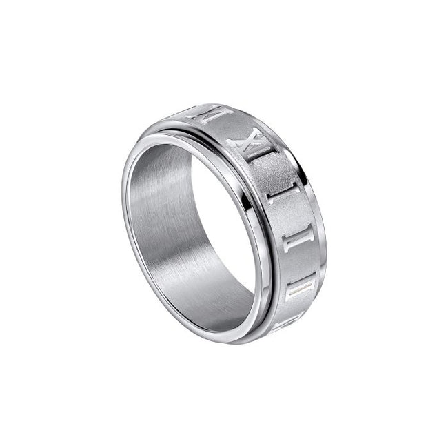 Fred Bennett Roman Numerals Stainless Steel Spinner Ring