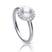 Diamonfire Shell Pearl and Zirconia Halo Ring