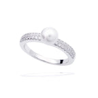 Diamonfire Shell Pearl Ring with Zirconia Shoulders