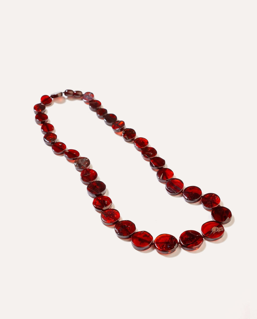 RAW Round Cherry Amber Necklace