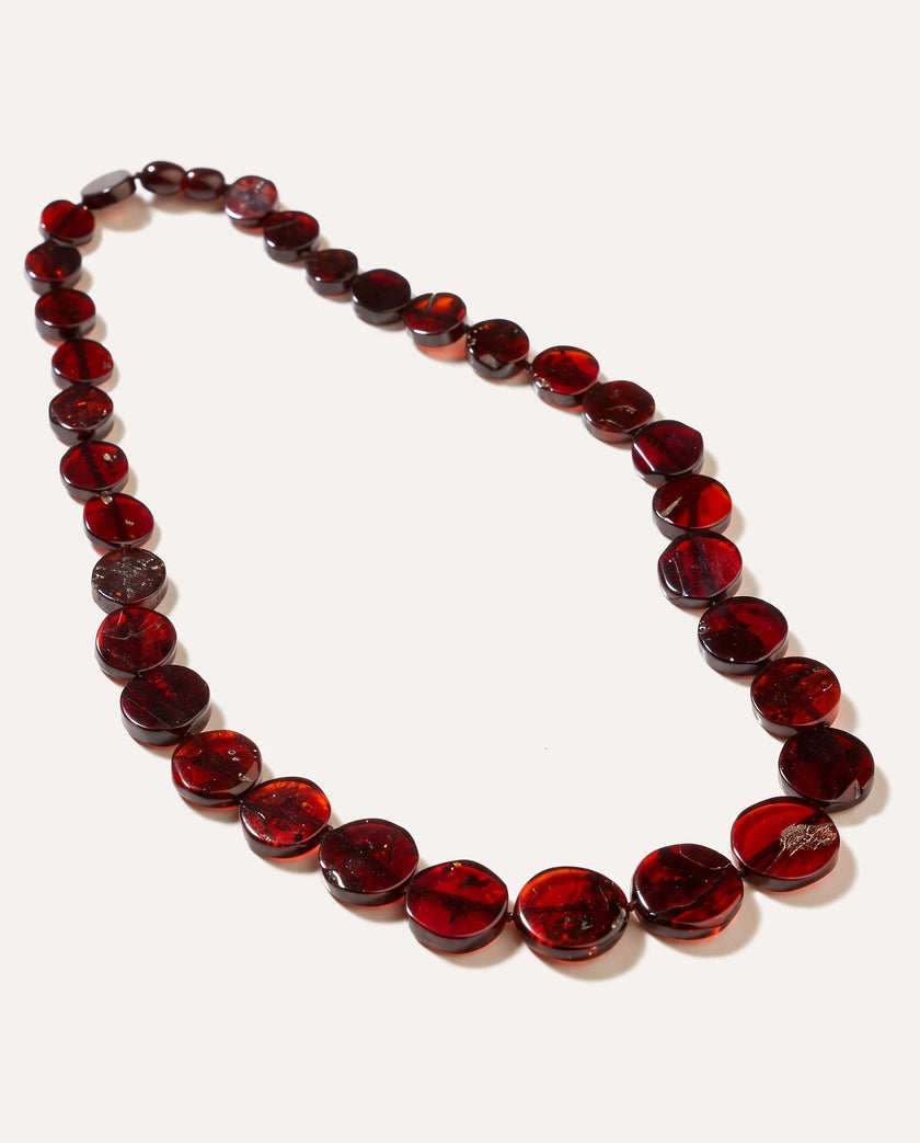RAW Round Cherry Amber Necklace
