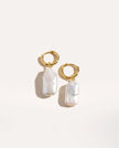 Rectangle Link Pearl Earrings